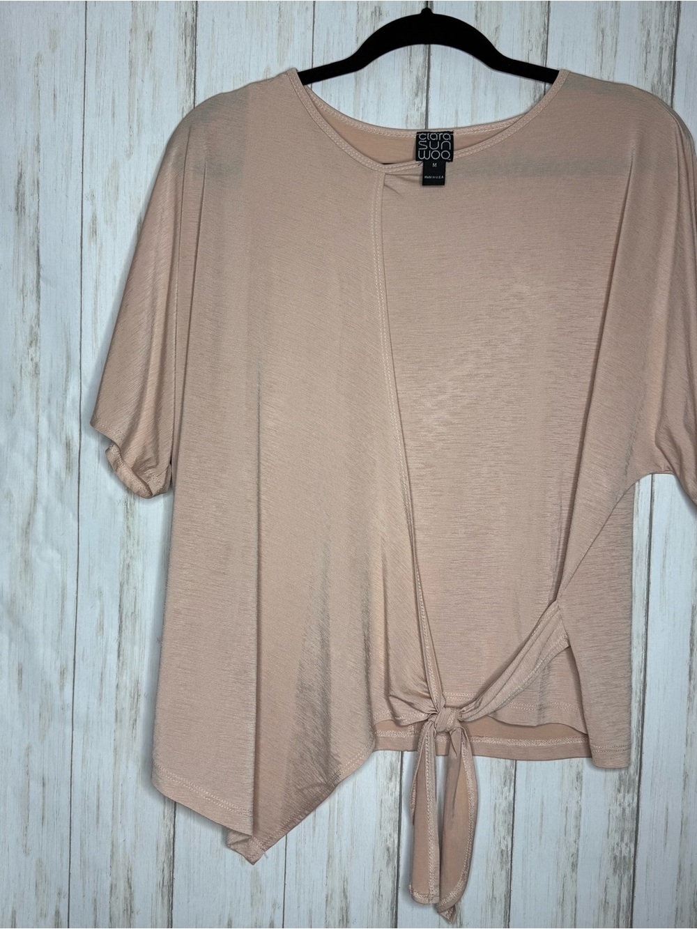 Clar Sunwoo taupe wrap blouse Medium